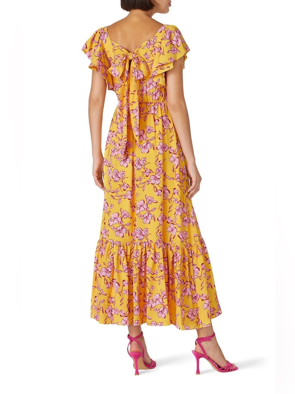 SACHIN & BABI Yellow Flutter Sleeve Floral Maxi Dress - Picture 3 of 9